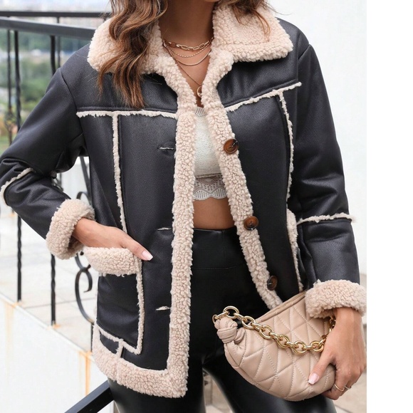 BellanBlue Jackets & Blazers - Luxe Vegan Leather Sherpa Lined Bottom Down Jacket Coat